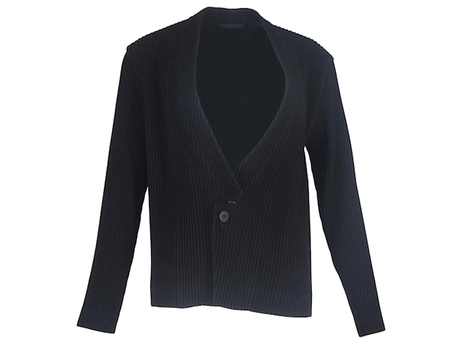 Cardigan plissettato Issey Miyake in poliestere nero
