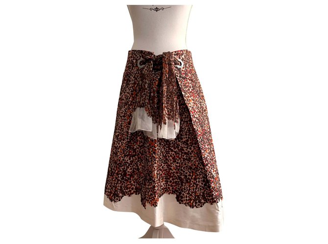 Salvatore Ferragamo Gonna asimmetrica in taffetà di seta stampata Multicolore