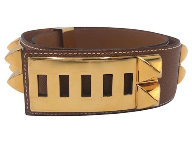 Hermès Cintura in pelle Collier de Chien Hermes marrone oro