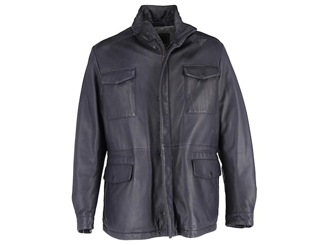 Giacca Loro Piana in pelle blu navy