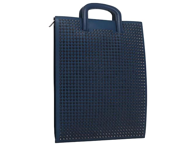 Borsa a mano in pelle blu Christian Louboutin Auth bs21607