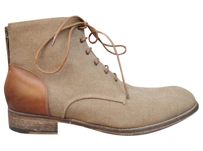 Colisee De Sacha stivali di pelle e tela Colisée Paris p 41 Nuova Condizione Beige