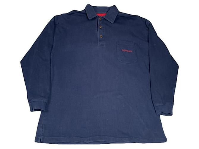 Yves Saint Laurent Maglione in cotone blu navy e felpa