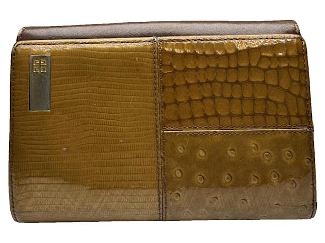 Portafoglio in pelle verniciata marrone Givenchy GV3