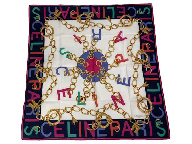 Céline Sciarpa di seta multicolore Celine