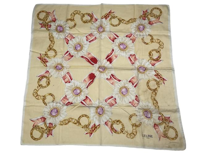 Céline Sciarpa di seta beige Celine