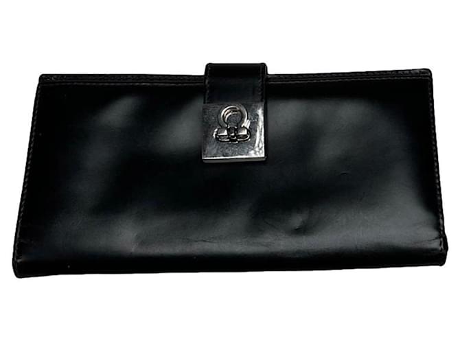 Portafoglio in pelle nera Salvatore Ferragamo Nero
