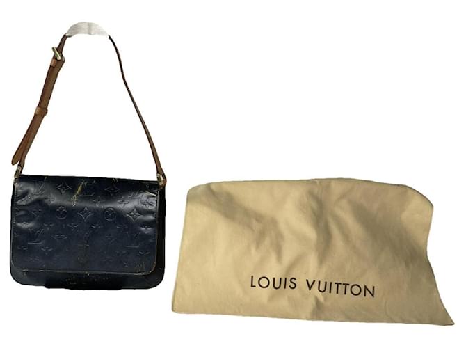 Borsa a mano in pelle verniciata nera Louis Vuitton Thompson Nero
