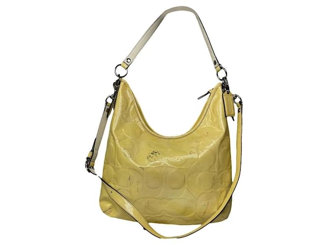Borsa a mano Hobo in pelle verniciata gialla di Coach Hamilton Giallo