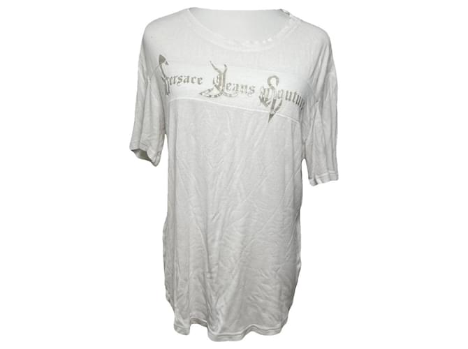 Top in cotone bianco Versace Jeans Couture