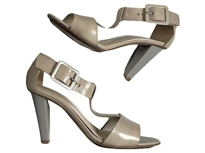 Tacco in pelle verniciata beige Jil Sander