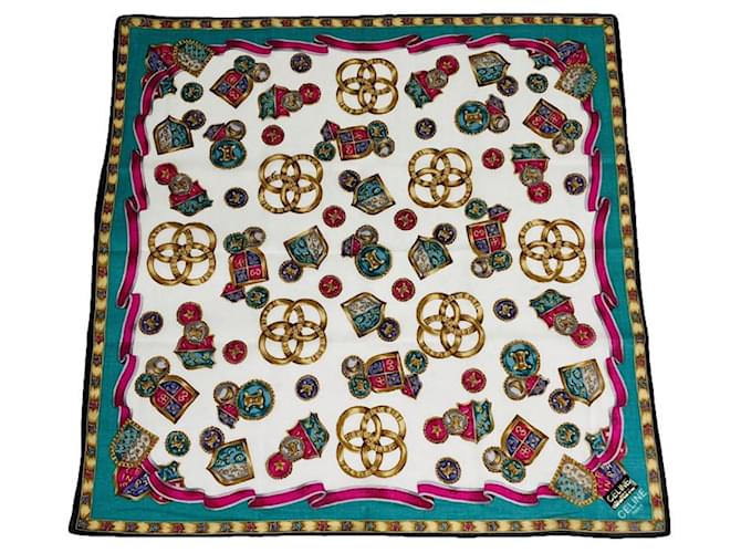 Céline Fazzoletto di seta verde Celine