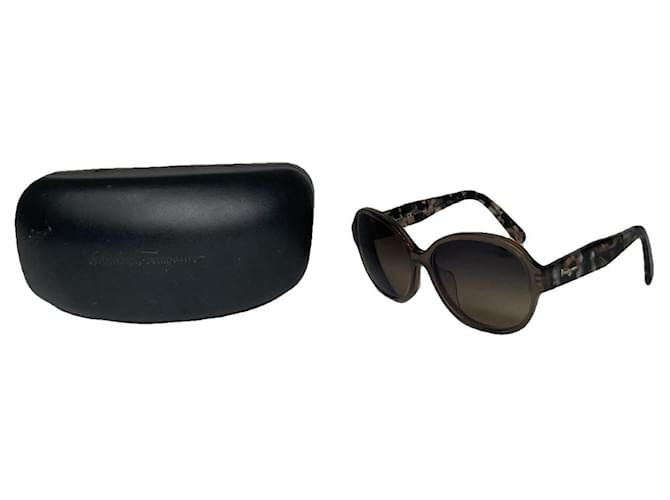 Occhiali da sole in plastica marrone Salvatore Ferragamo