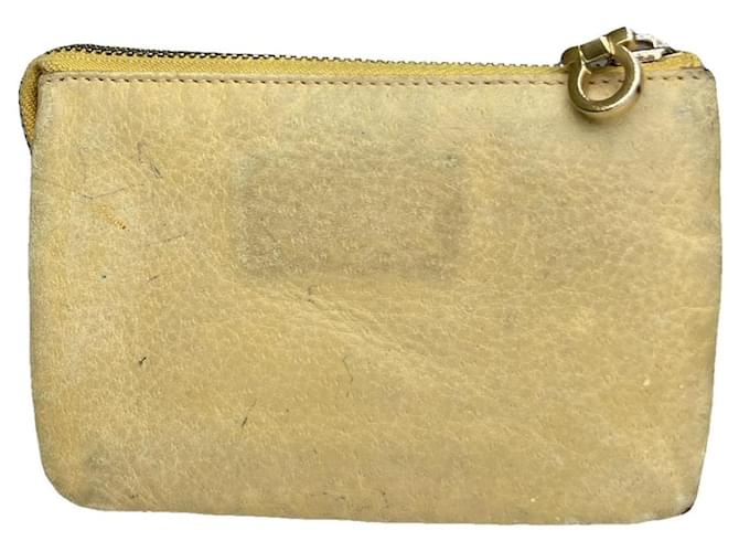 Portafoglio in pelle beige Salvatore Ferragamo