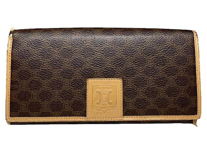 Céline Portafoglio in pelle marrone vintage Celine Triomphe