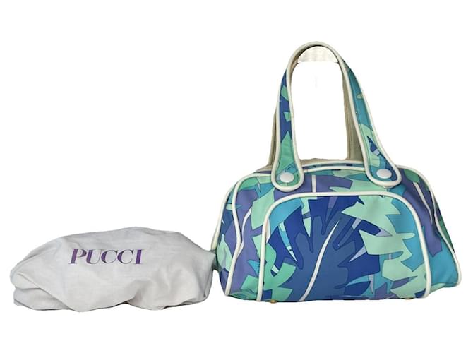 Borsa in pelle blu Emilio Pucci