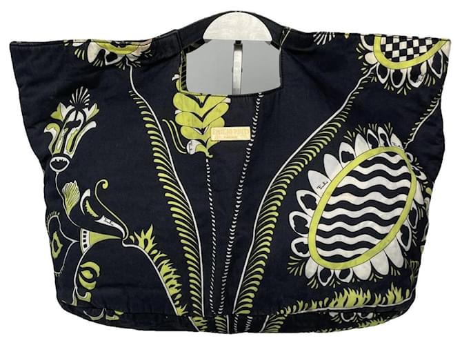 Borsa a mano in cotone nero Emilio Pucci