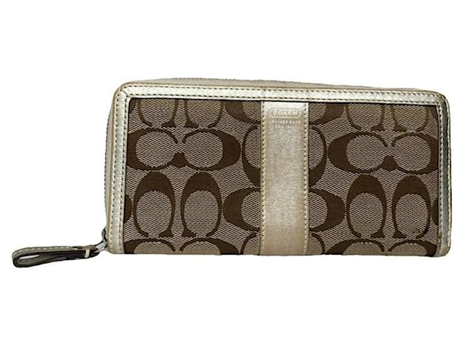 Portafoglio in pelle beige Coach