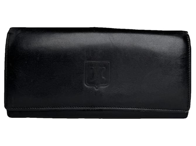 Céline Portafoglio in pelle nera Celine Triomphe Nero