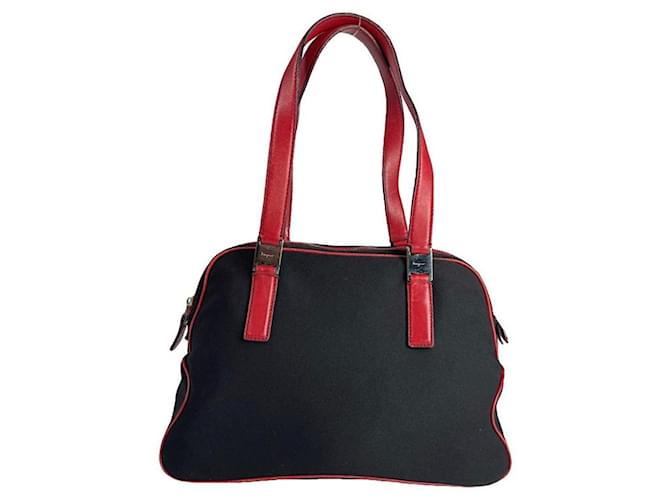 Borsa a mano in poliestere nero Salvatore Ferragamo