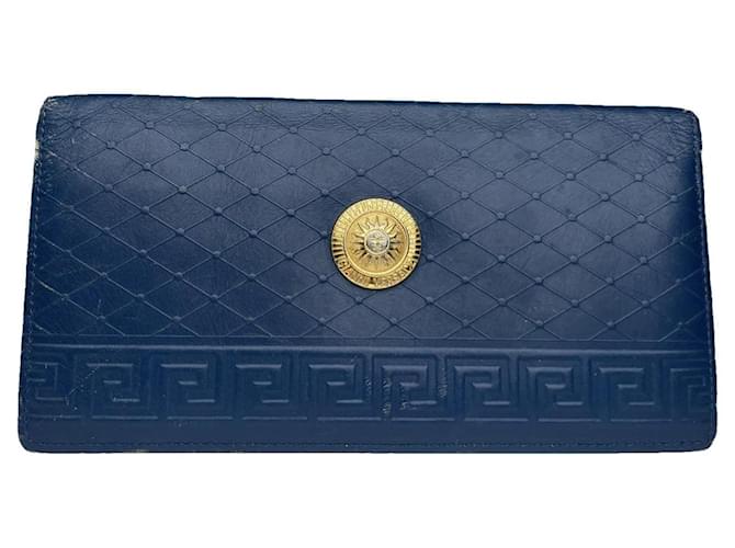 Borsa in pelle blu Gianni Versace