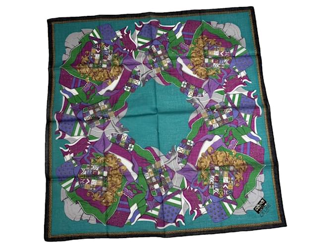 Céline Sciarpa di seta blu Celine