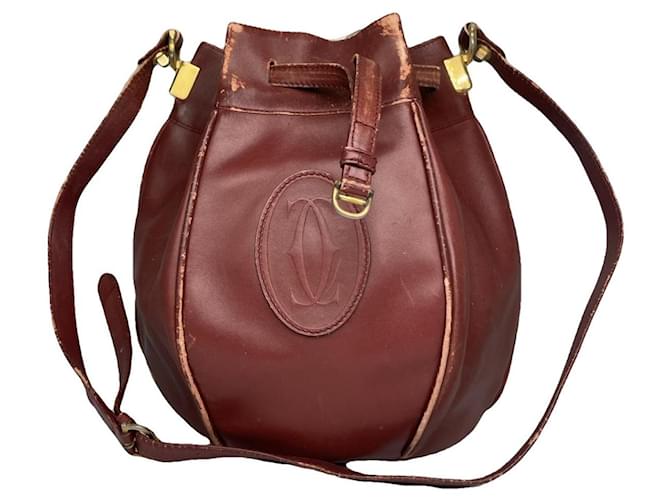 Borsa a mano in pelle bordeaux Cartier Bordò