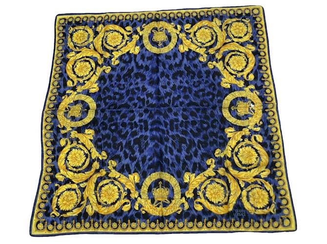 Foulard in seta blu navy Gianni Versace