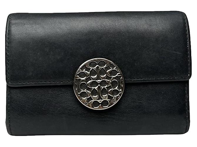 Portafoglio in pelle nera Coach Nero