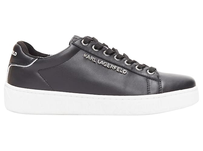 Sneakers Chunky in Pelle con Logo Argento di Karl Lagerfeld Nero