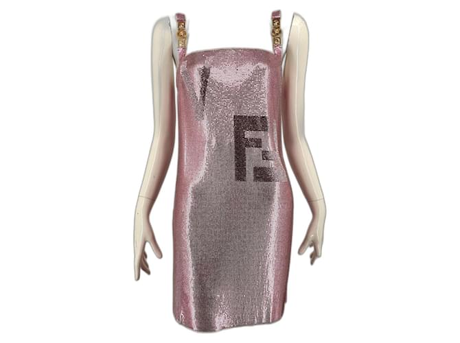 Abito mini oroton rosa FENDACE Versace x Fendi 2022 Beige Gold hardware