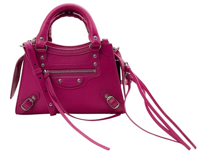 Borsa a tracolla mini City in pelle rosa fluo di Balenciaga