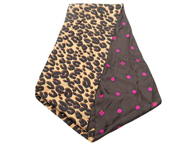 Sciarpa reversibile a pois leopardati Louis Vuitton Marrone Rosa Beige