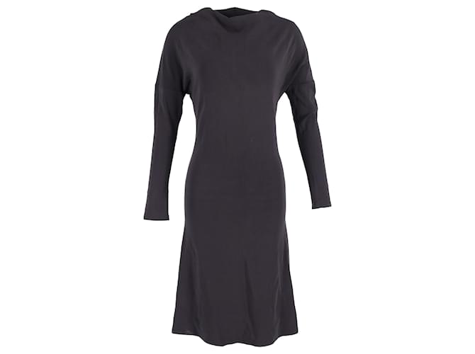 Abito midi a collo barca in cotone nero con maniche lunghe Max Mara