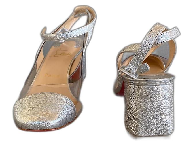 Décolleté Christian Louboutin Asticocotte 55 Specchio Vintage PVC Argento