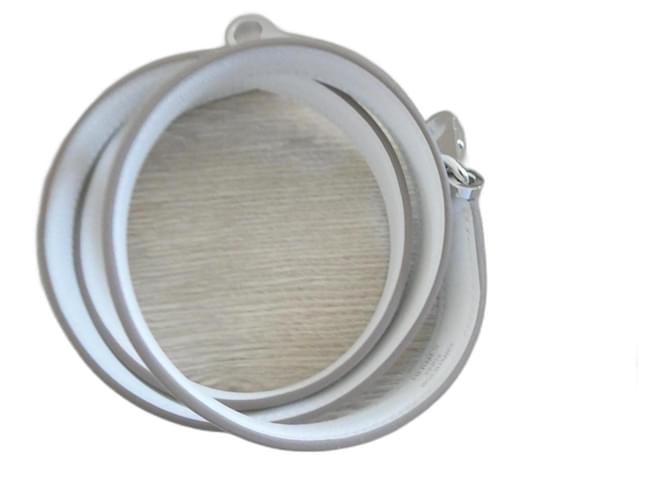 Tracolla Hermès per borsa Kelly bianca in pelle liscia 91 cm nuova in blister Bianco