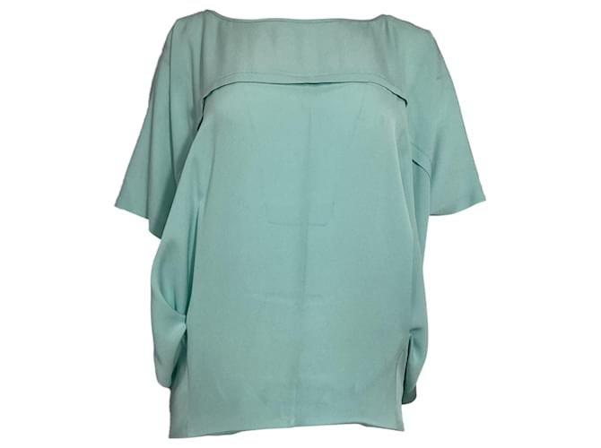 Blusa a maniche corte Diane von Furstenberg in seta turchese