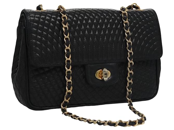 Borsa a spalla BALLY in pelle nera e oro Auth 110411 Nero D'oro