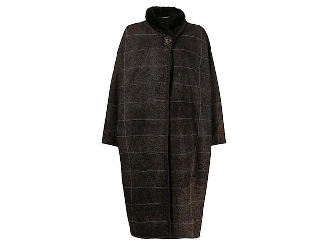 Autre Marque A.N.G.E.L.O. Vintage Cult Cappotto in shearling marrone Nero Sabbia