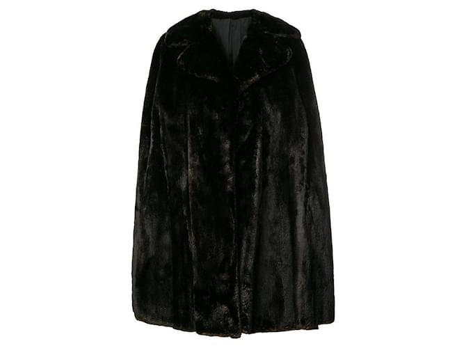 Autre Marque A.N.G.E.L.O. Vintage Cult Cappa in Pelliccia di Castoro Marrone Scuro Bordò