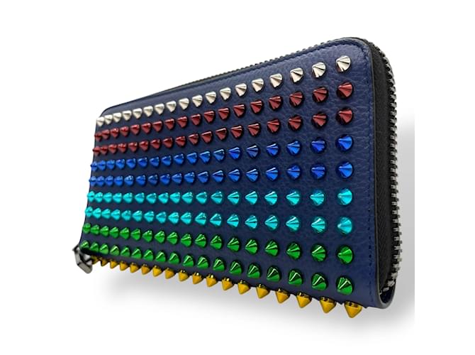 Portafoglio lungo con zip rotonda Panettone Christian Louboutin Nero Multicolore Blu navy