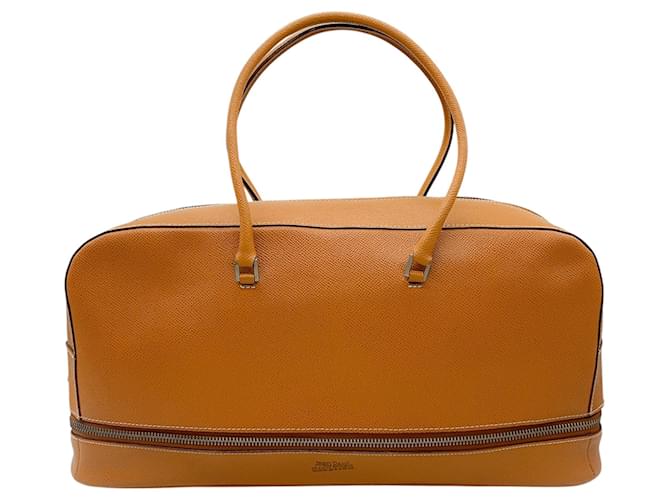 Borsa a doppio manico in pelle martellata color tan di Jean Paul Gaultier Cammello