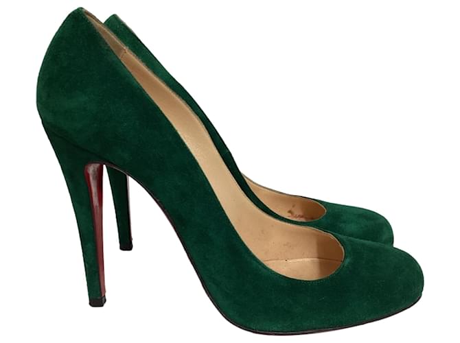 Décolleté Fifi Christian Louboutin in suede verde Verde oliva