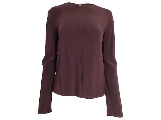 La blusa a maniche lunghe The Row in seta bordeaux Rosso Bordò