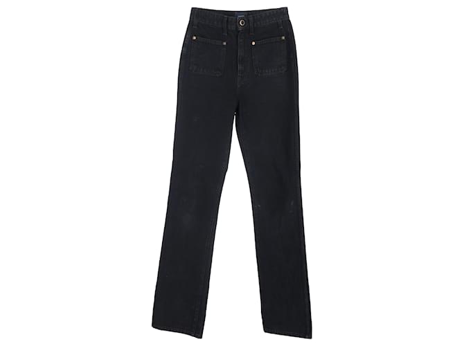 Jeans dritti a vita alta Khaite Isabella in cotone nero