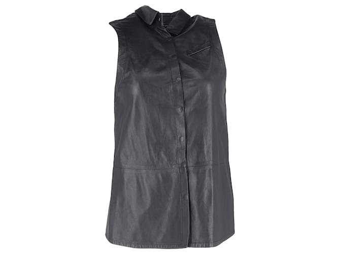 Autre Marque Top senza maniche in pelle nera con schiena trasparente e bottoni di Dion Lee Nero