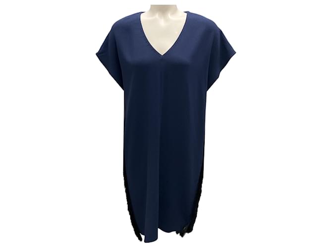 Autre Marque Abito in crepe con frange blu mezzanotte Derek Lam 10 Crosby Blu navy