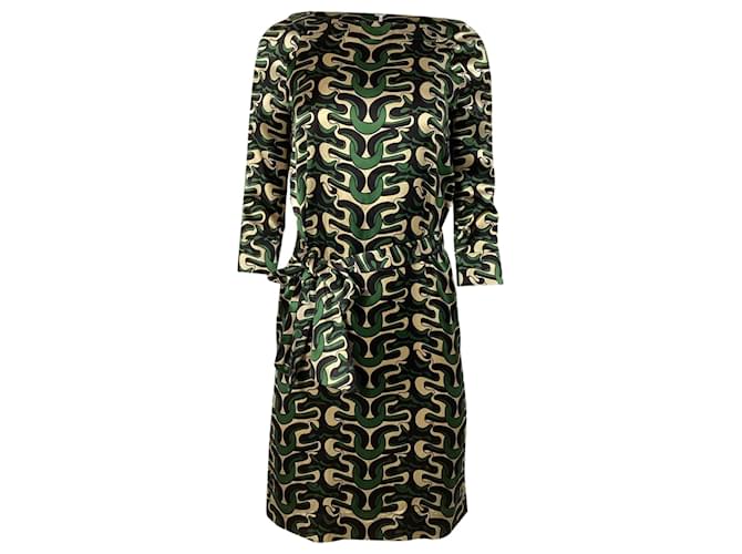 Abito mini con cintura in seta verde di Diane von Furstenberg