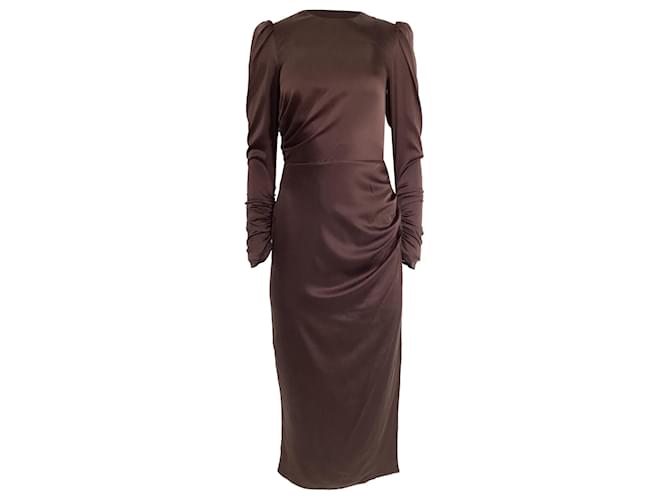 Abito midi drappeggiato arricciato Zimmermann in seta marrone