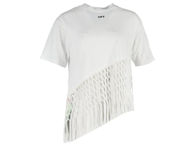 Off White T-shirt in cotone bianco a rete asimmetrica Off-white Crudo